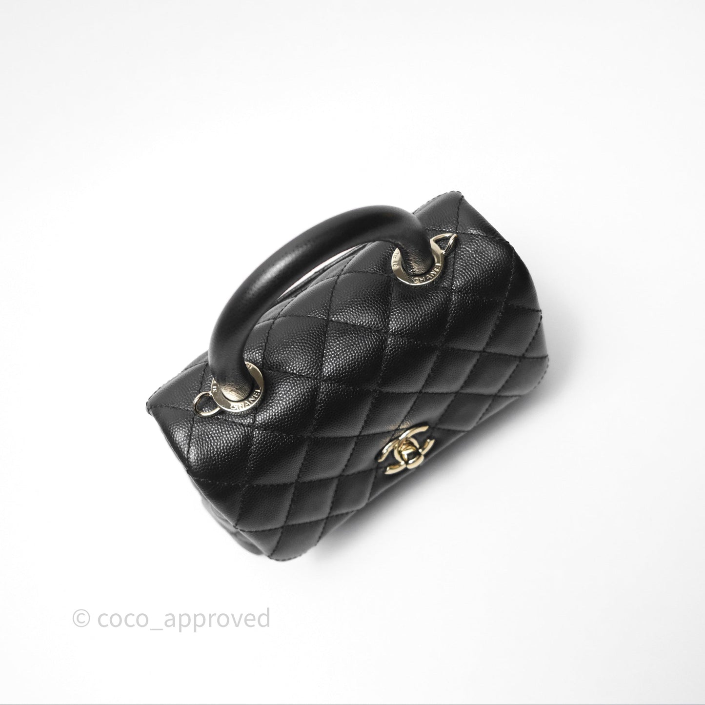 Chanel Mini Coco Handle Quilted Black Caviar Gold Hardware