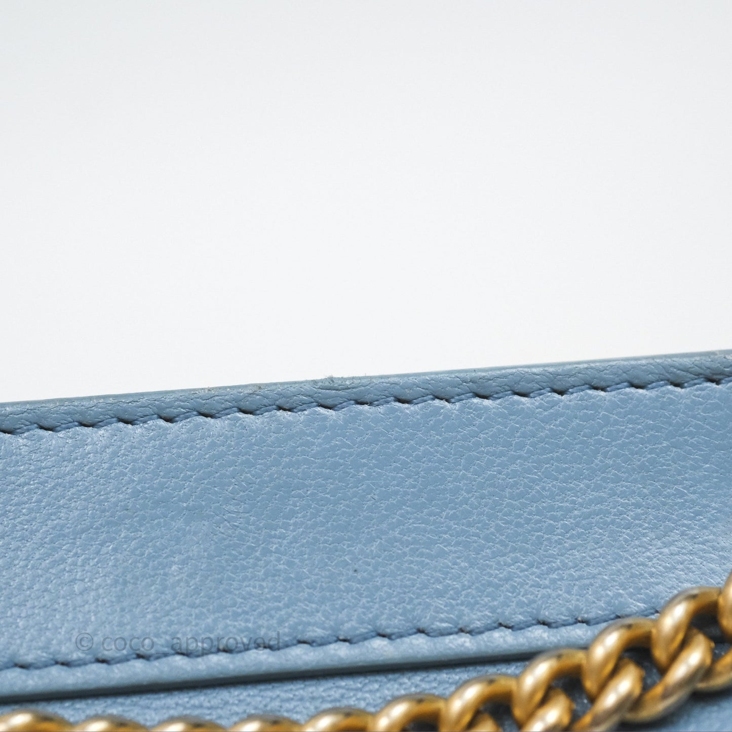 Chanel Curved Flap Bag Blue Lambskin Aged Gold Hardware