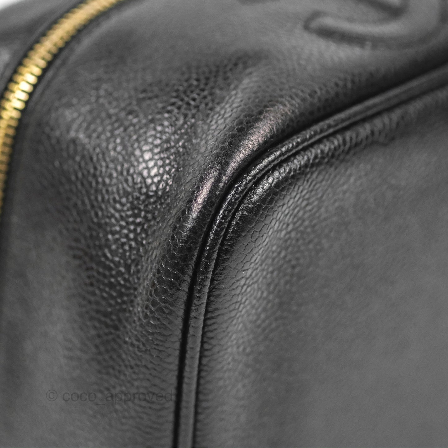 Chanel Vintage Vanity Case Black Caviar Gold Hardware