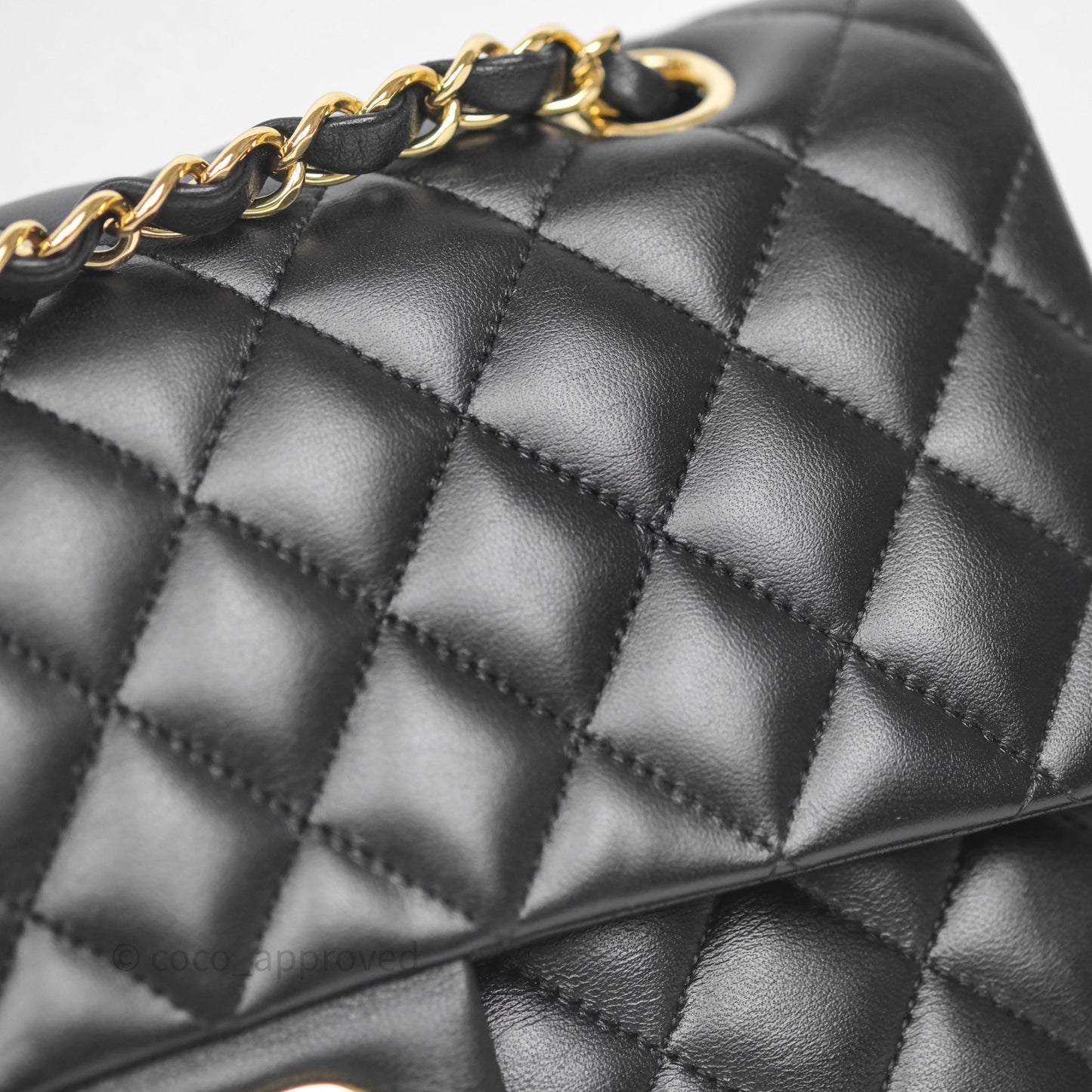 Chanel Classic M/L Medium Flap Quilted Black Lambskin Gold Hardware