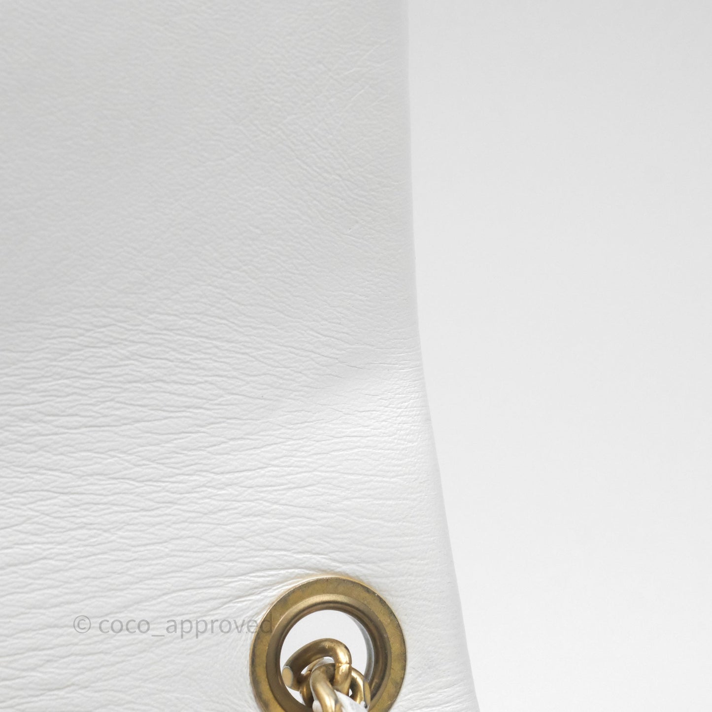 Chanel Mini Rectangular Pearl Crush Quilted White Lambskin Aged Gold Hardware