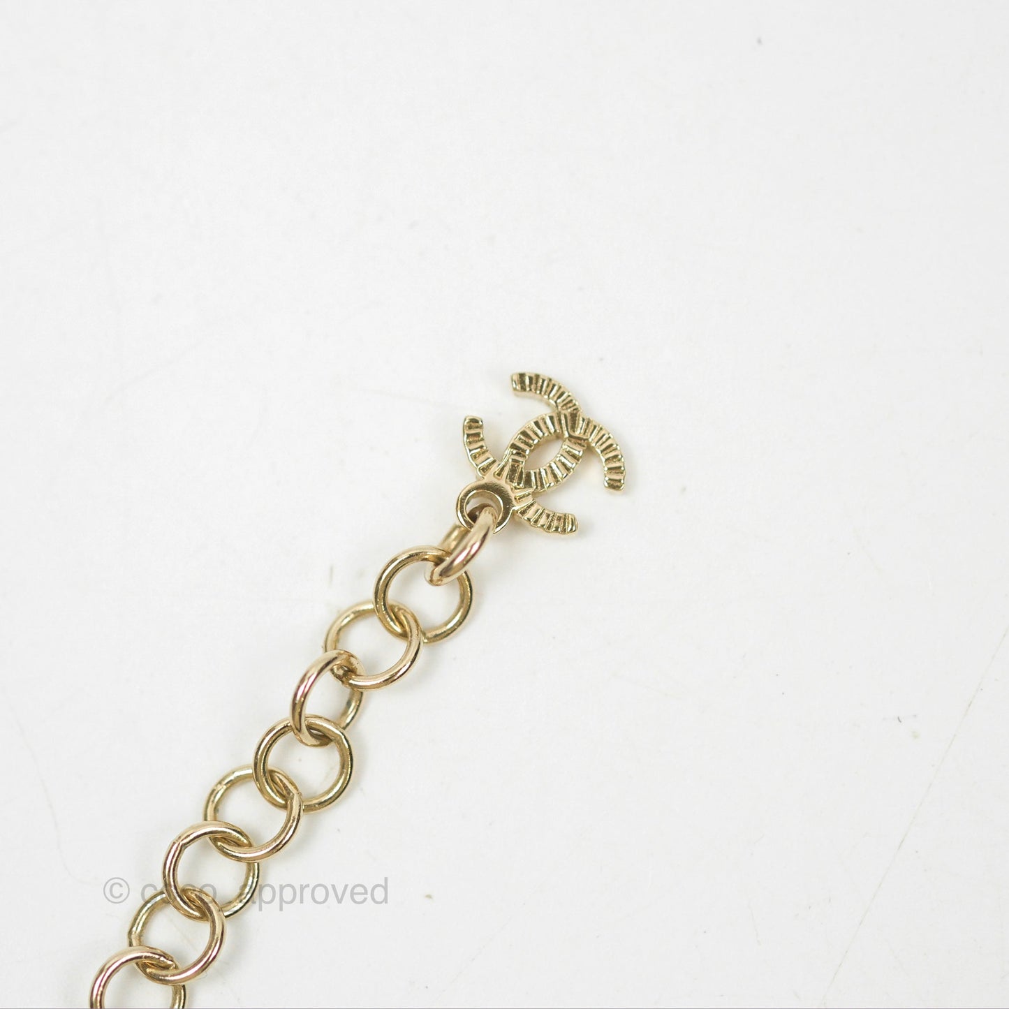 Chanel Crystal Pearl CC Drop Necklace Gold