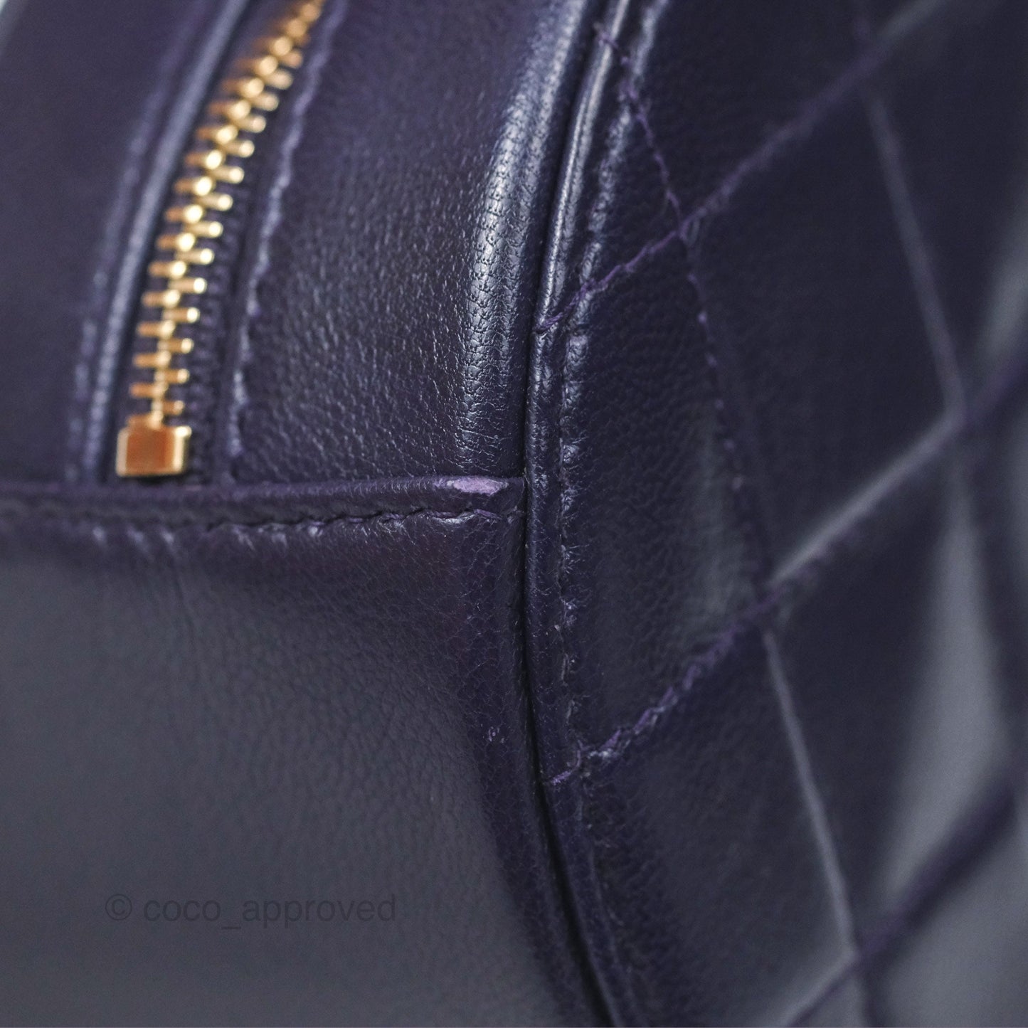 Chanel Quilted Round Clutch with Chain Dark Purple Calfskin Gold Hardware