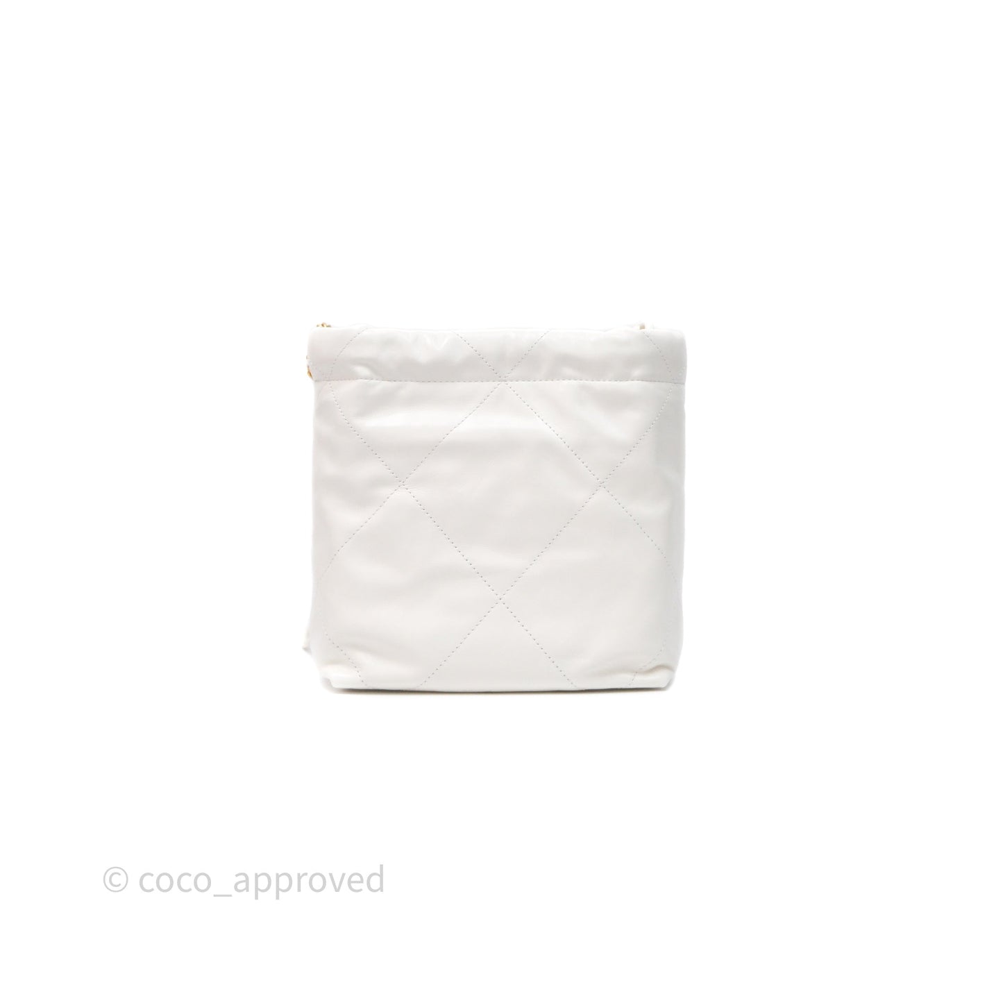 Chanel 22 Mini Bag White Shiny Crumpled Calfskin Aged Gold Hardware