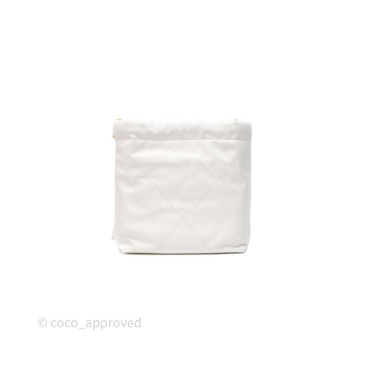 Chanel 22 Mini Bag White Shiny Crumpled Calfskin Aged Gold Hardware