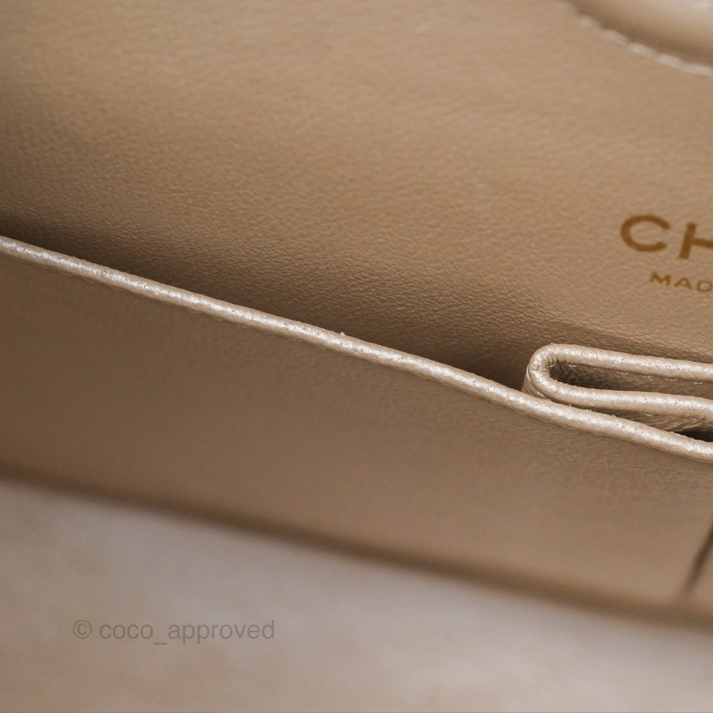 Chanel Classic M/L Medium Double Flap Iridescent Pearly Caviar Aged Gold Hardware⁣⁣