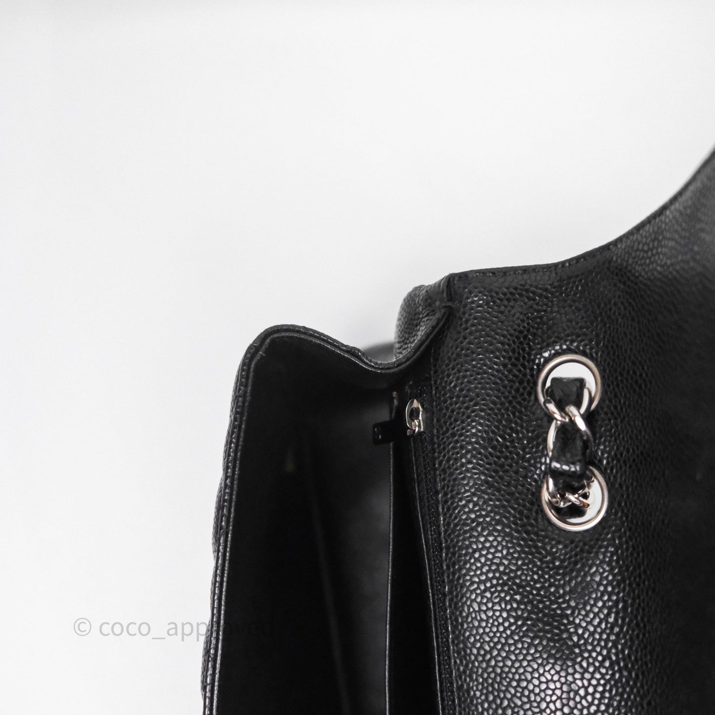 Chanel Jumbo Single Flap Black Caviar Silver Hardware