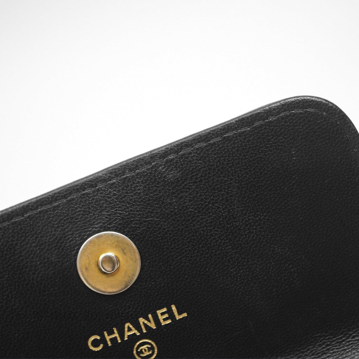 Chanel Mini Clutch With Chain Camellia Adjustable Black Lambskin Aged Gold Hardware