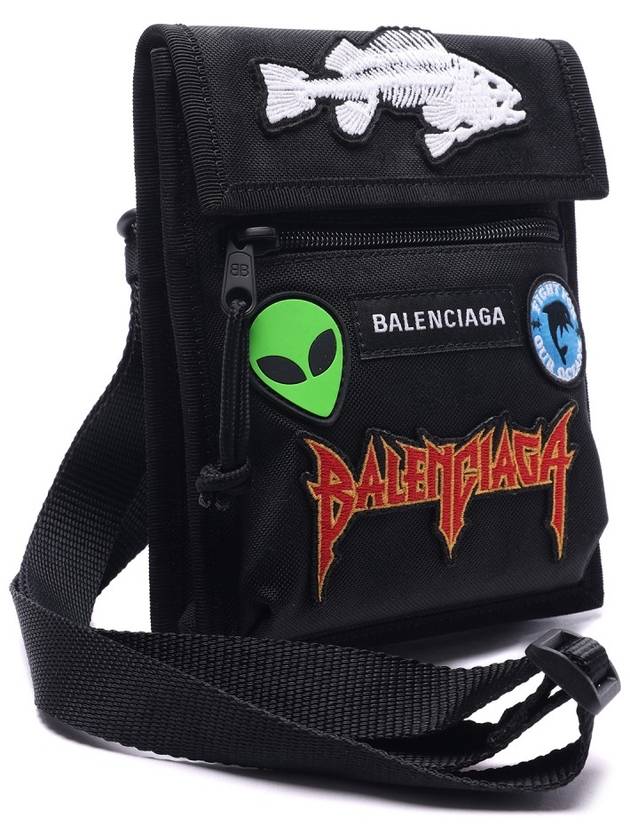 Luxury Balenciaga Explorer Pouch Strap Cross Bag Black