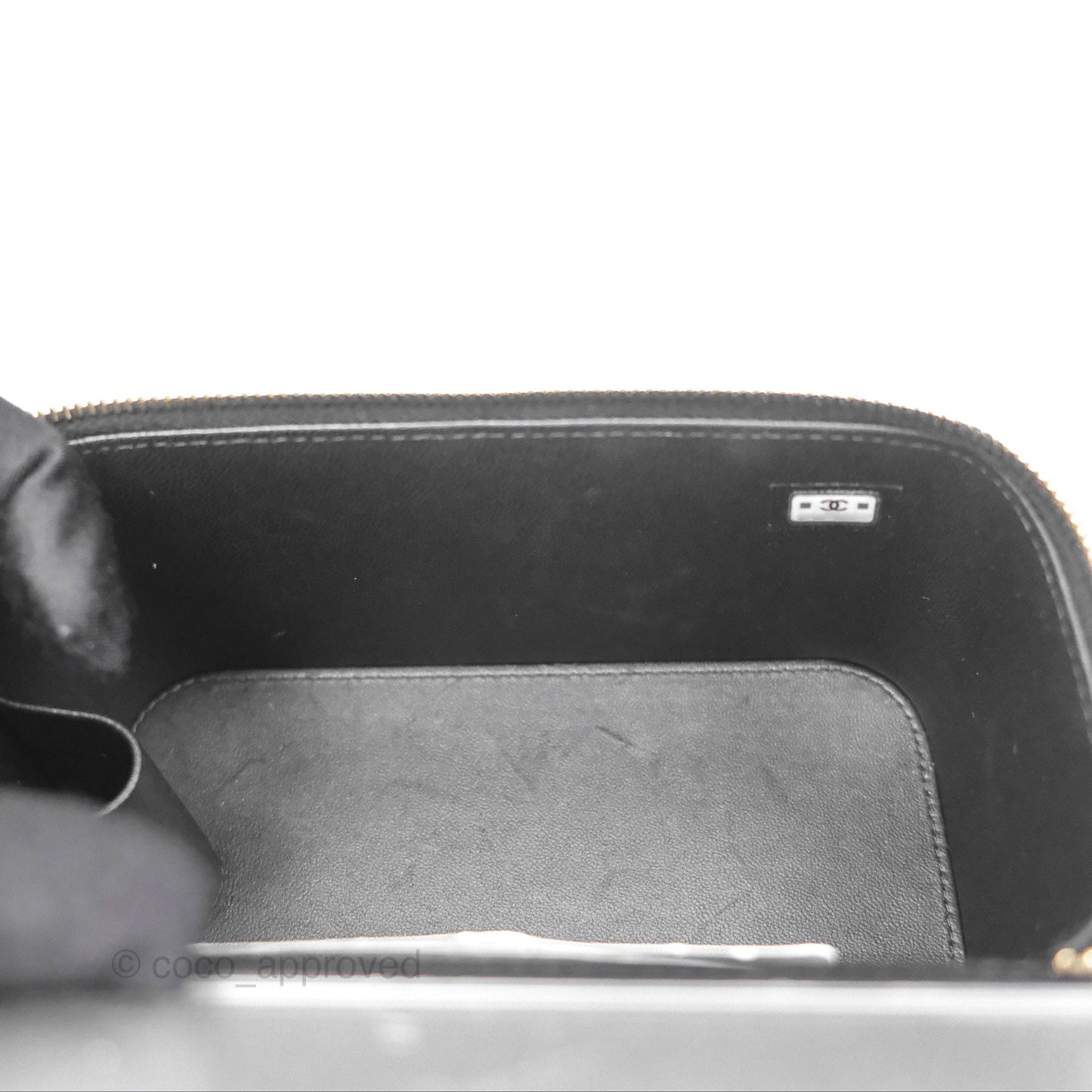Chanel Vanity Rectangular Top Handle Black Lambskin Gold Hardware