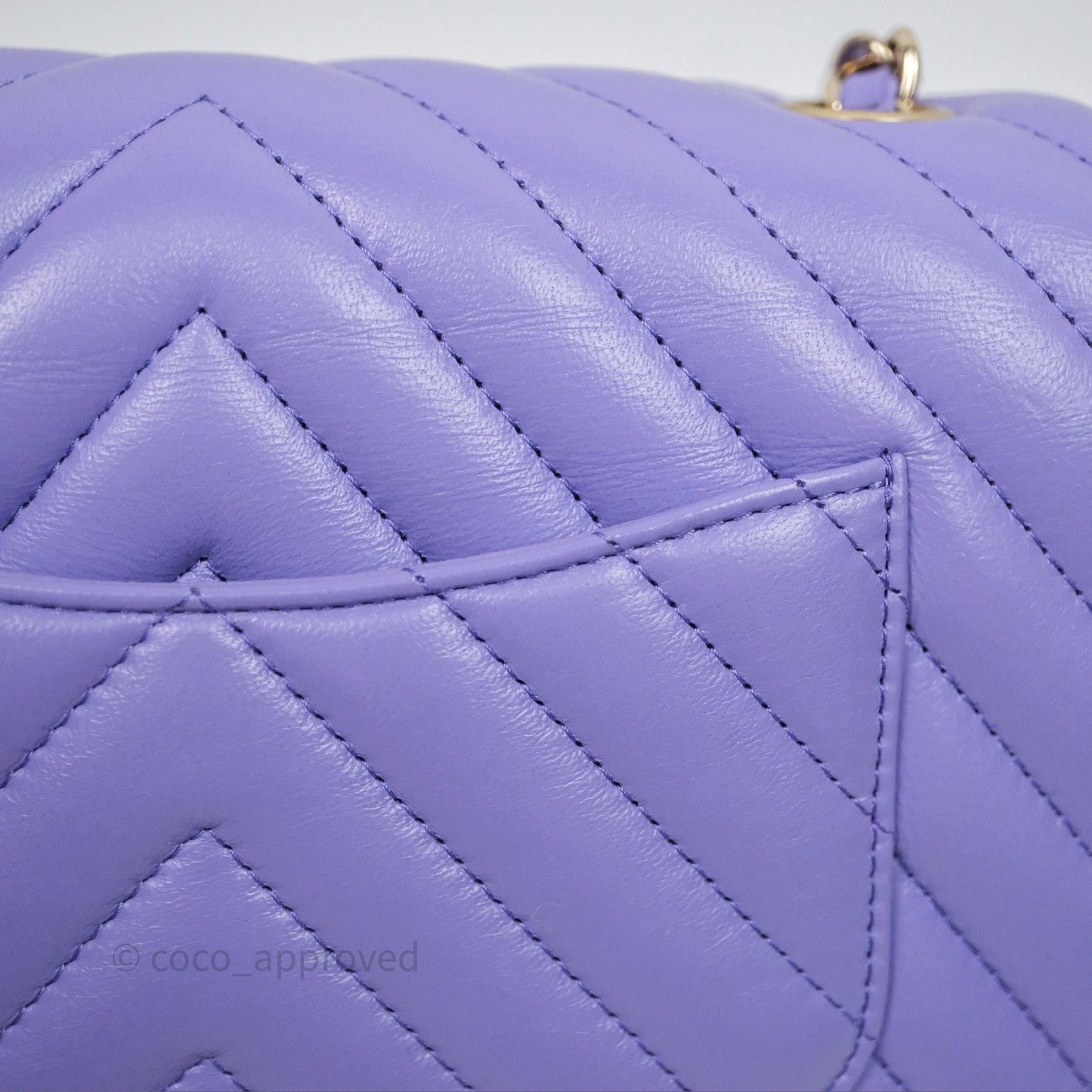 Chanel Quilted Mini Rectangular Chevron Purple Lambskin Gold Hardware