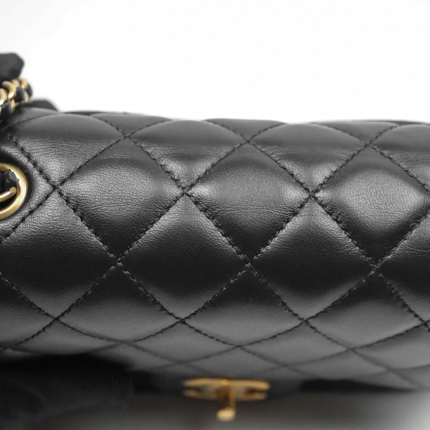 Chanel Romance Mini Square Flap Black Lambskin Aged Gold Hardware