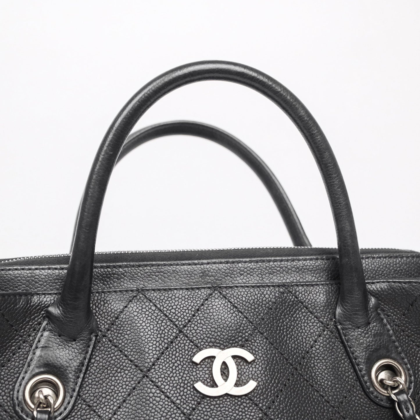 Chanel Quilted Shopping Tote Black Caviar Ruthenium Hardware