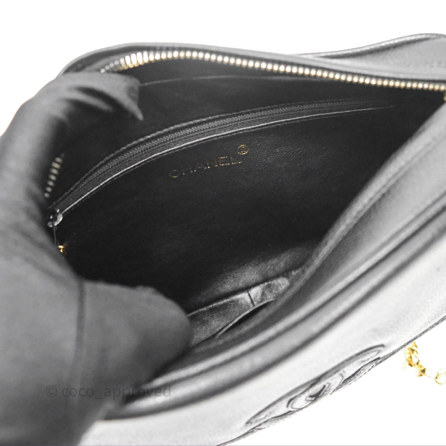 Chanel Vintage CC Camera Bag Black Caviar 24 Gold Hardware