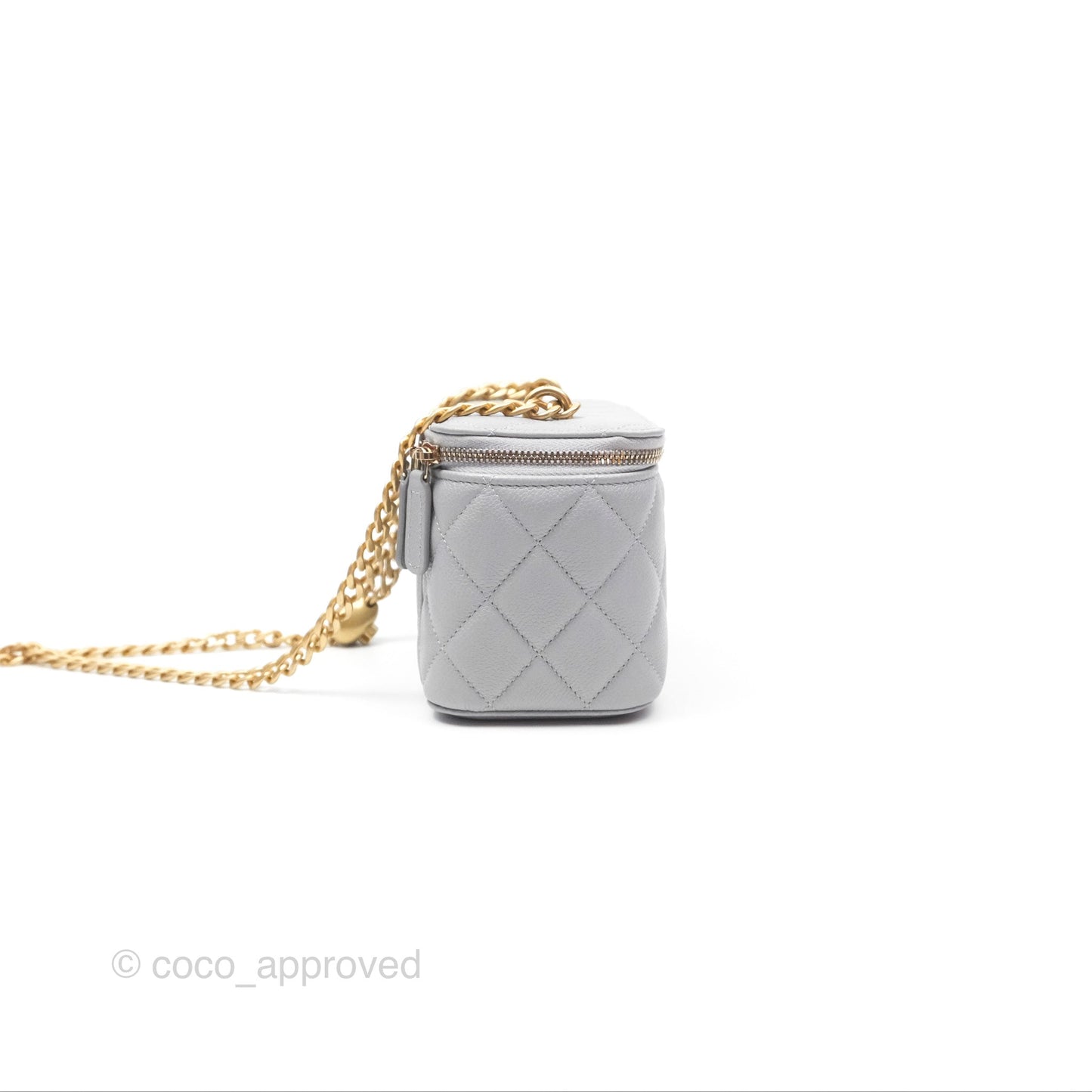 Chanel Vanity with Heart Adjustable Chain Grey Caviar Aged Gold Hardware