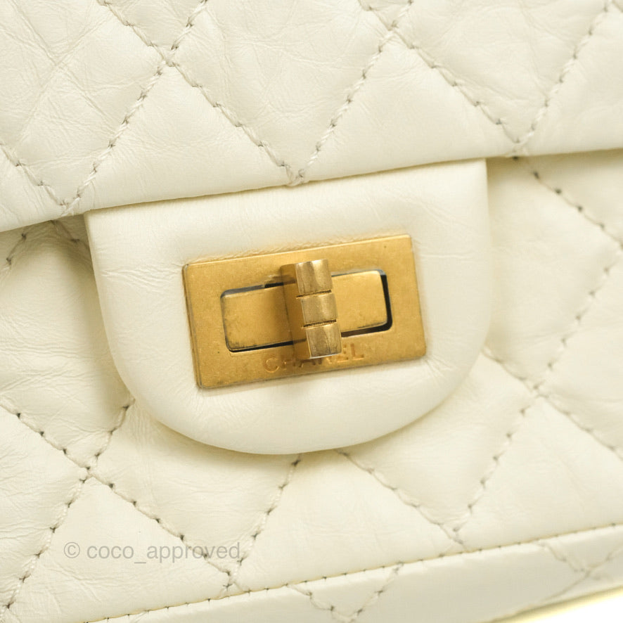 Chanel Mini Reissue 224 White Ivory Aged Calfskin Aged Gold Hardware