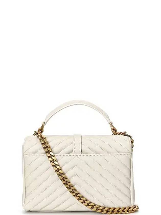 Luxury Saint Laurent College Medium in Quilted Leather Shoulder Bag Blanc Vintage
