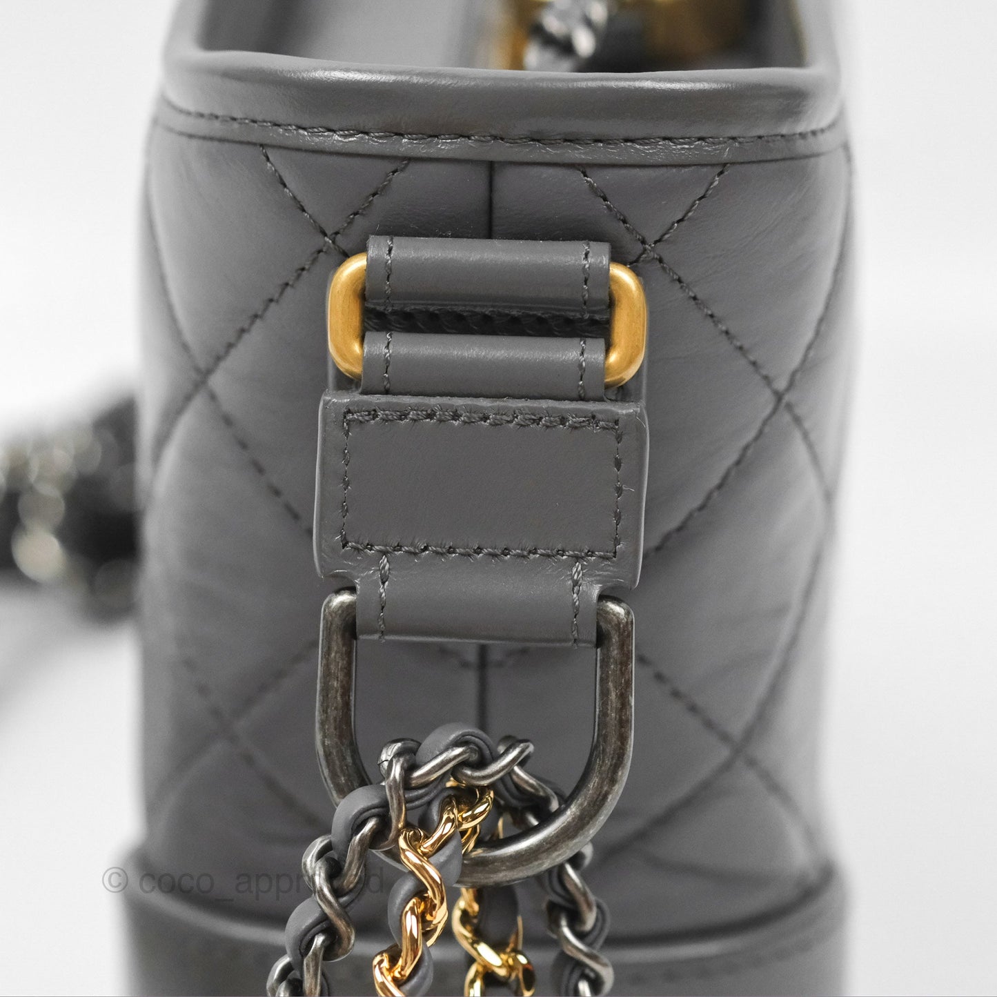 Chanel Small Gabrielle Hobo Quilted Dark Grey Aged Calfskin