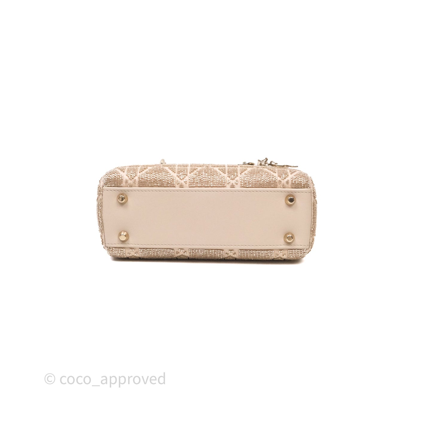 Christian Dior Mini Dior Caramel Beige Microbead-Embroidered Cotton with Cannage Motif