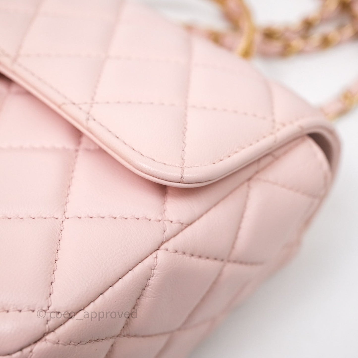 Chanel Top Handle Mini Rectangular Flap Bag Pink Lambskin Aged Gold Hardware