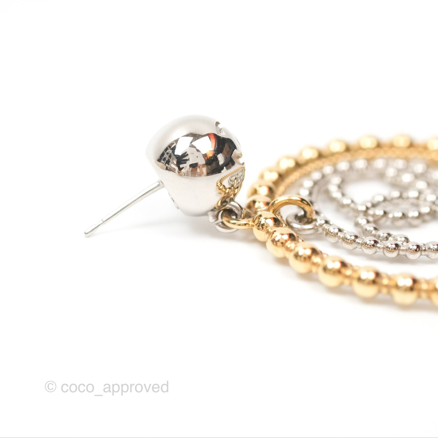 Chanel CC Hoop Drop Earrings Silver Gold Tone 22C