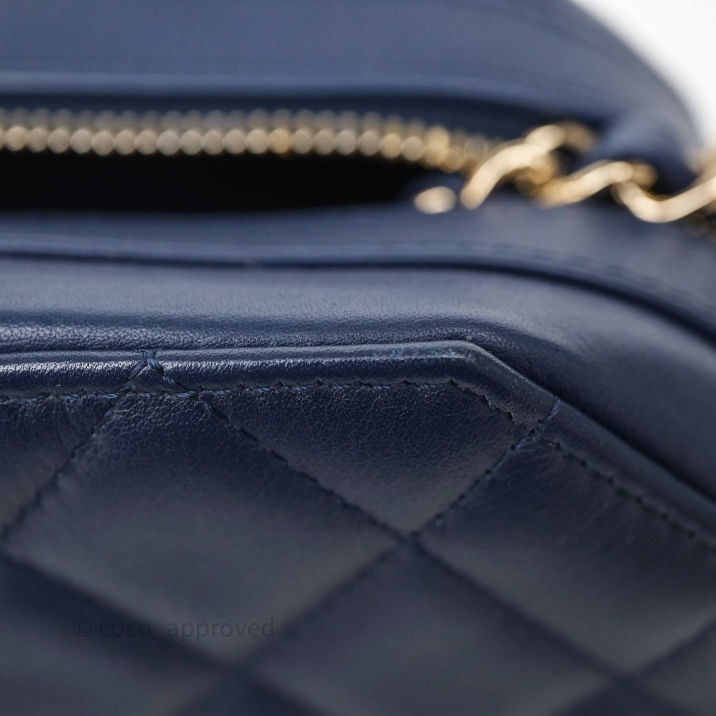 Chanel CC Octagon Camera Case Lambskin Navy Gold Hardware