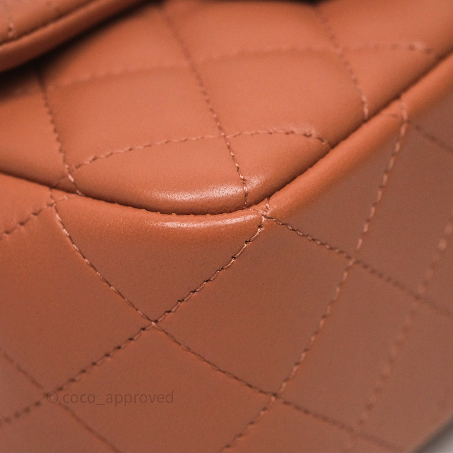 Chanel Mini Square Flap Quilted Dark Beige Lambskin Gold Hardware