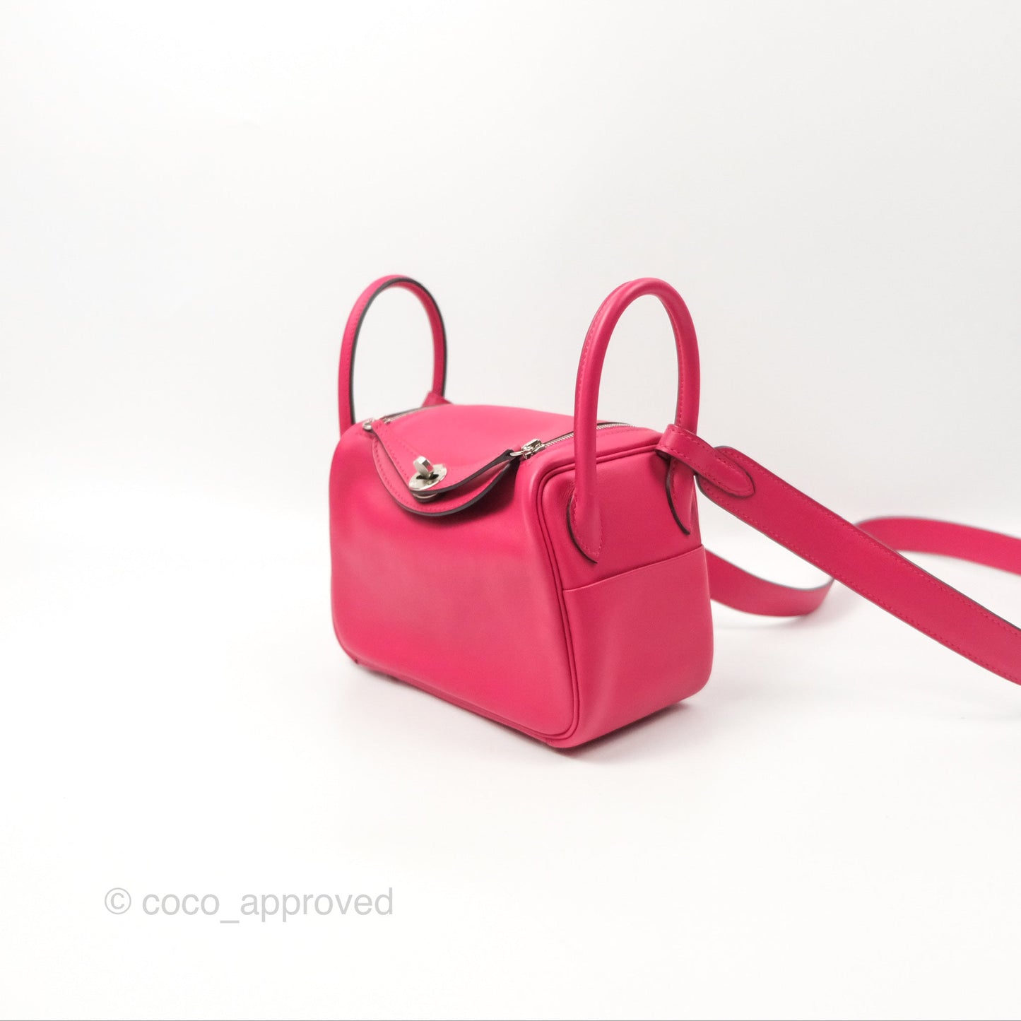 Hermès Mini Lindy 20 Framboise / Rouge Sellier Swift Palladium Hardware