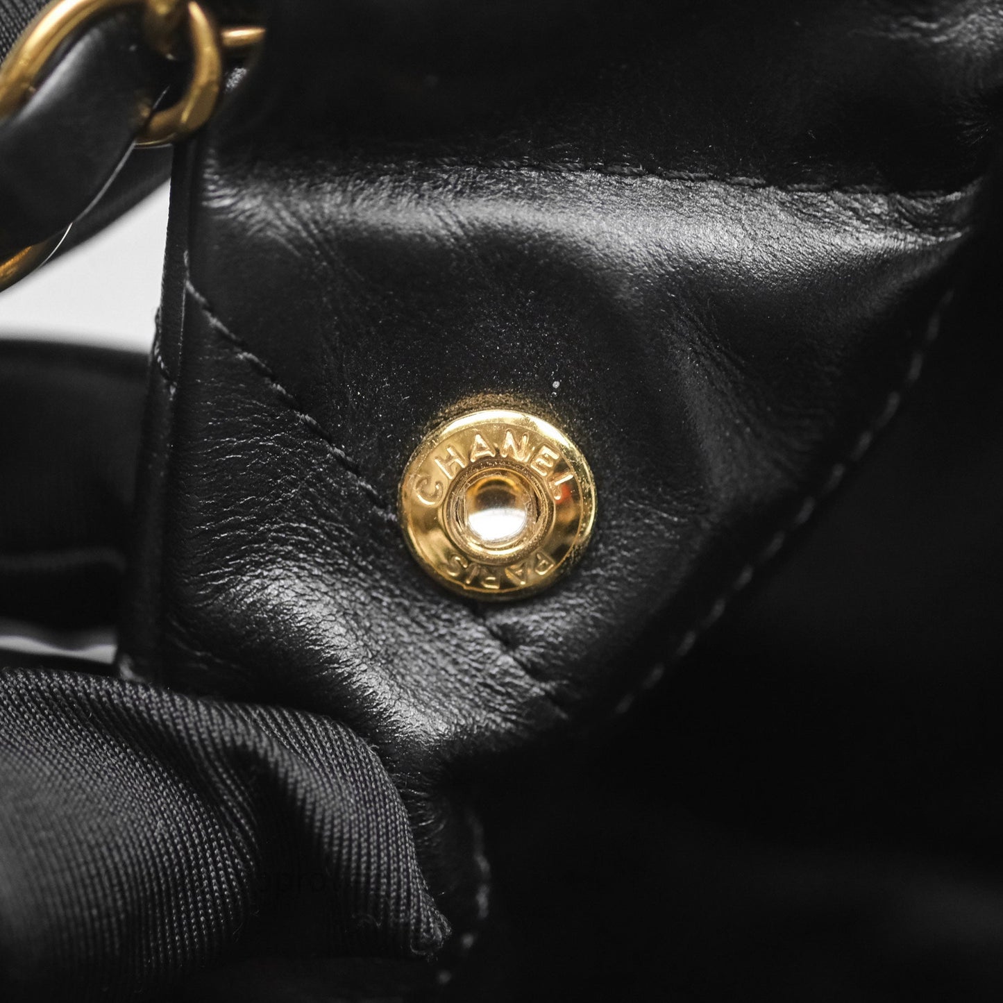 Chanel 22 Bag Small Black Shiny Calfskin Aged Gold Hardware