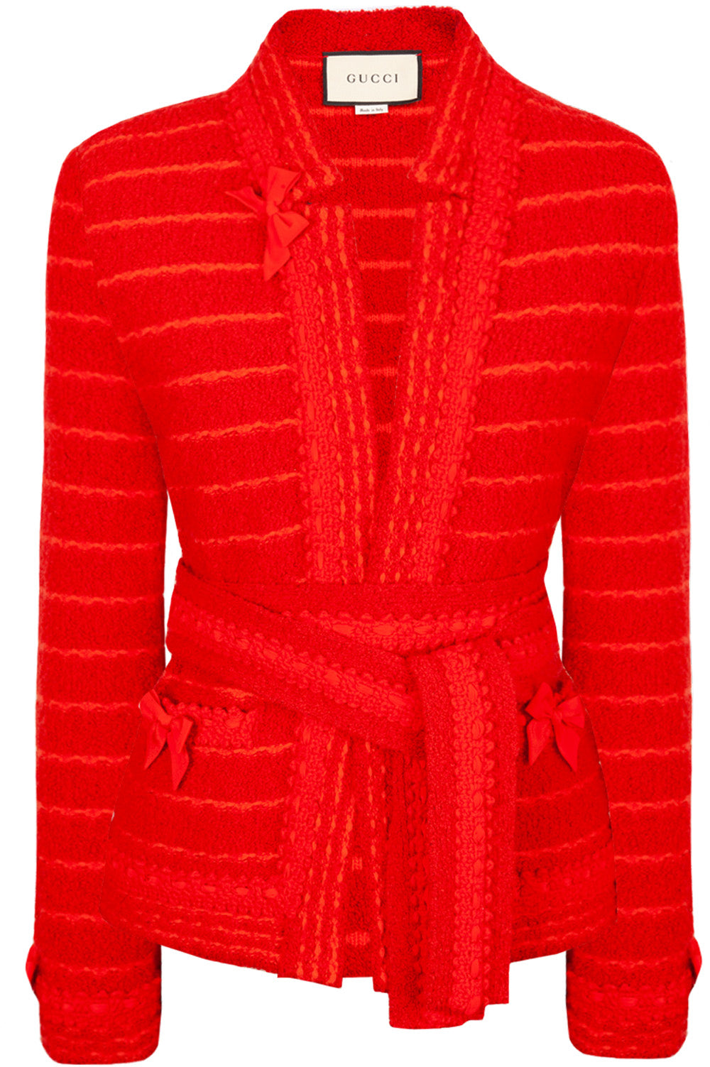 Luxury Gucci Trending 2025 Knit Jacket Red with Belt
