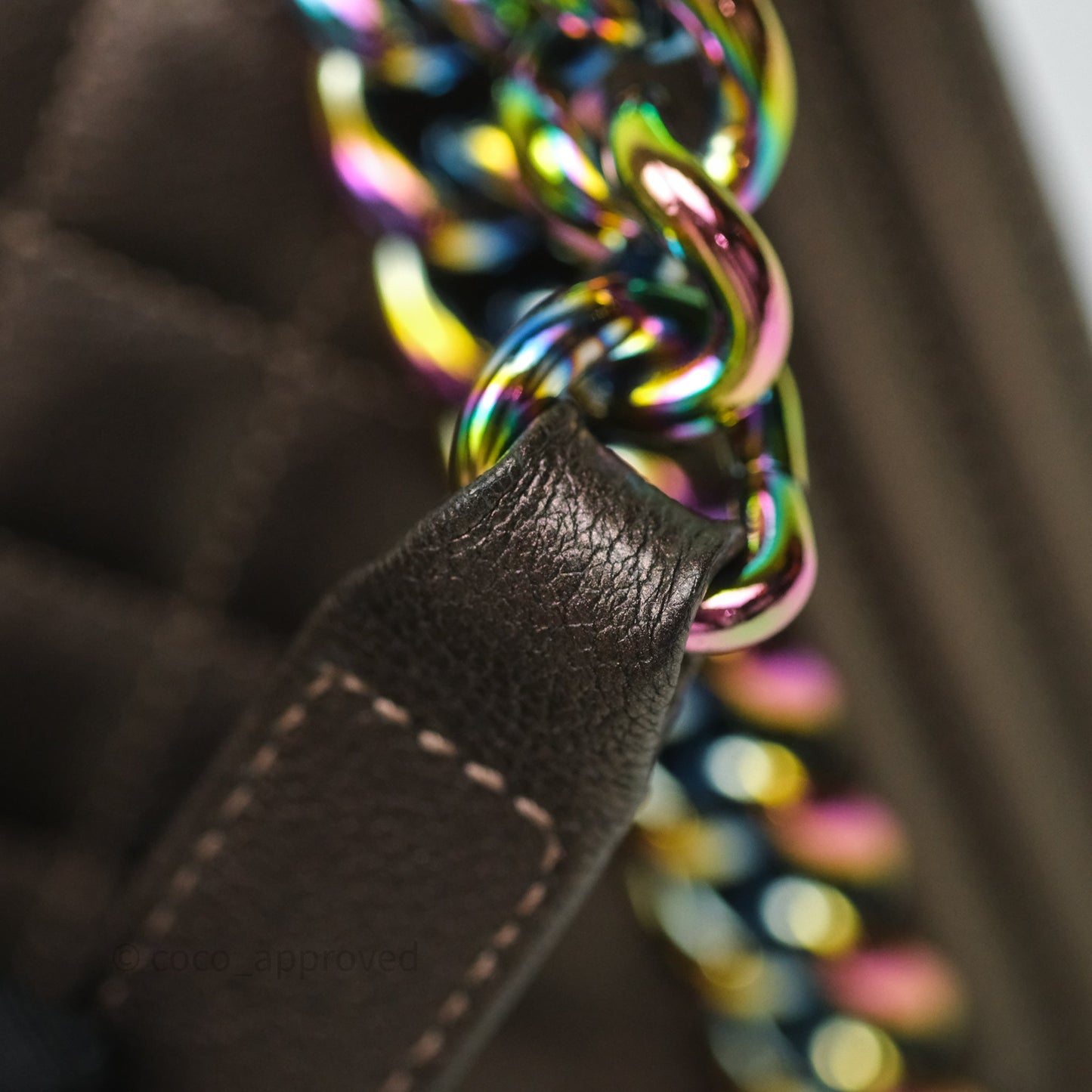 Chanel Quilted Medium Boy Iridescent Bronze Goatskin Rainbow Hardware