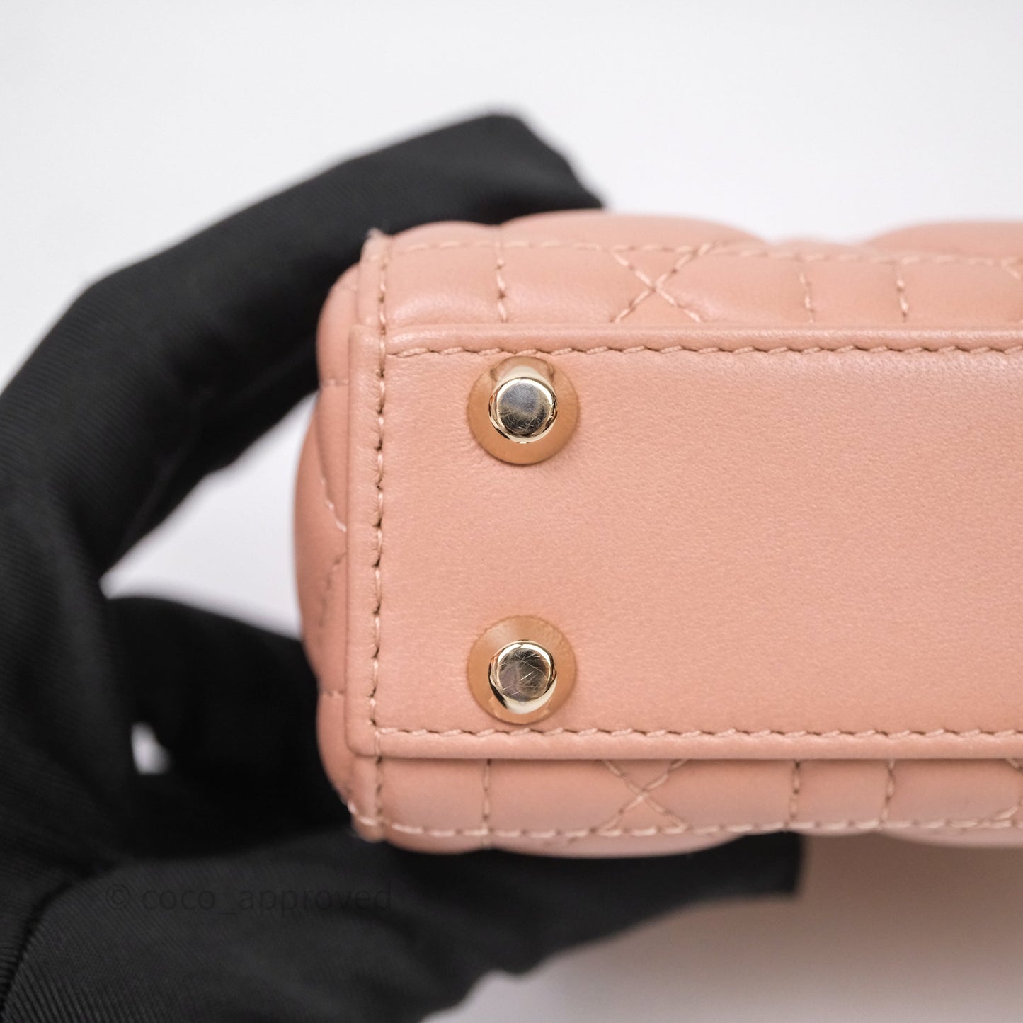 Christian Dior Micro Lady Dior Pink Beige Cannage Calfskin Gold Hardware