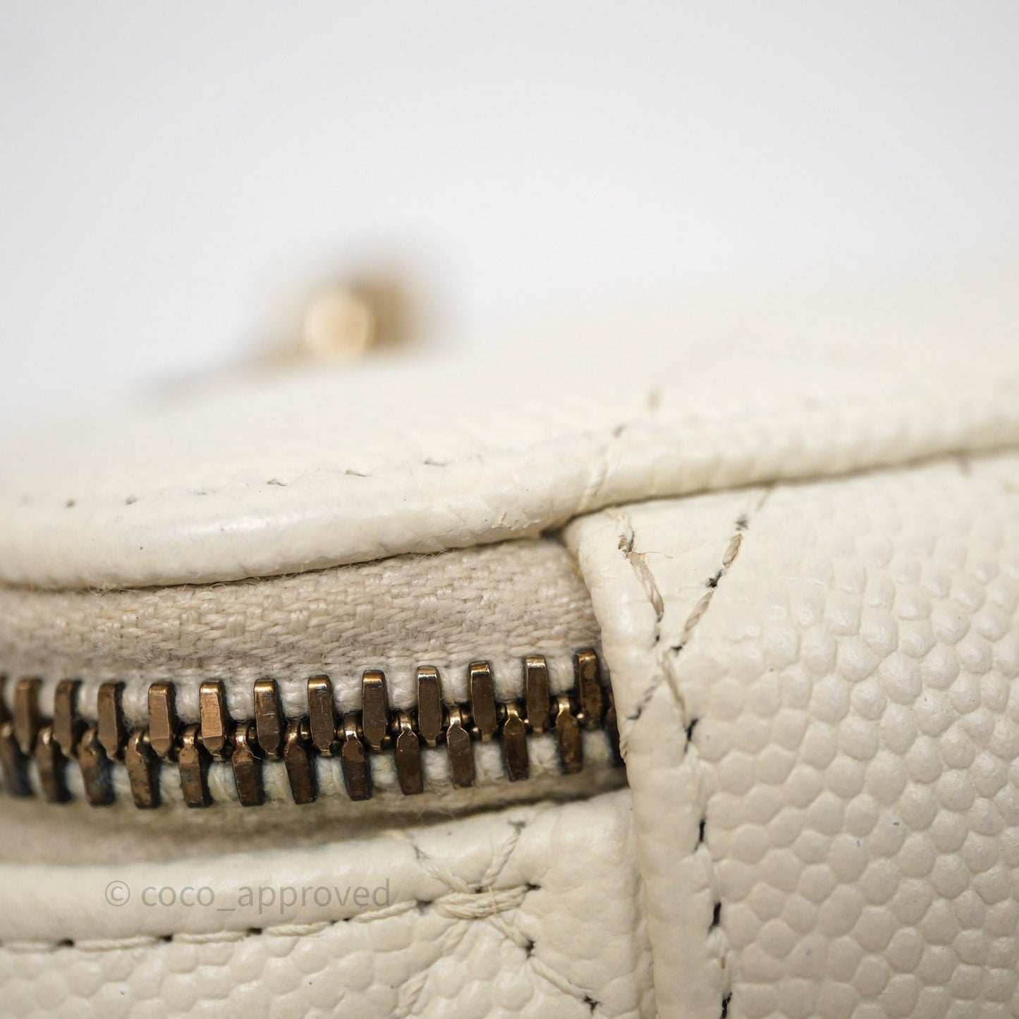 Chanel Mini Vanity With Chain White Caviar Gold Hardware