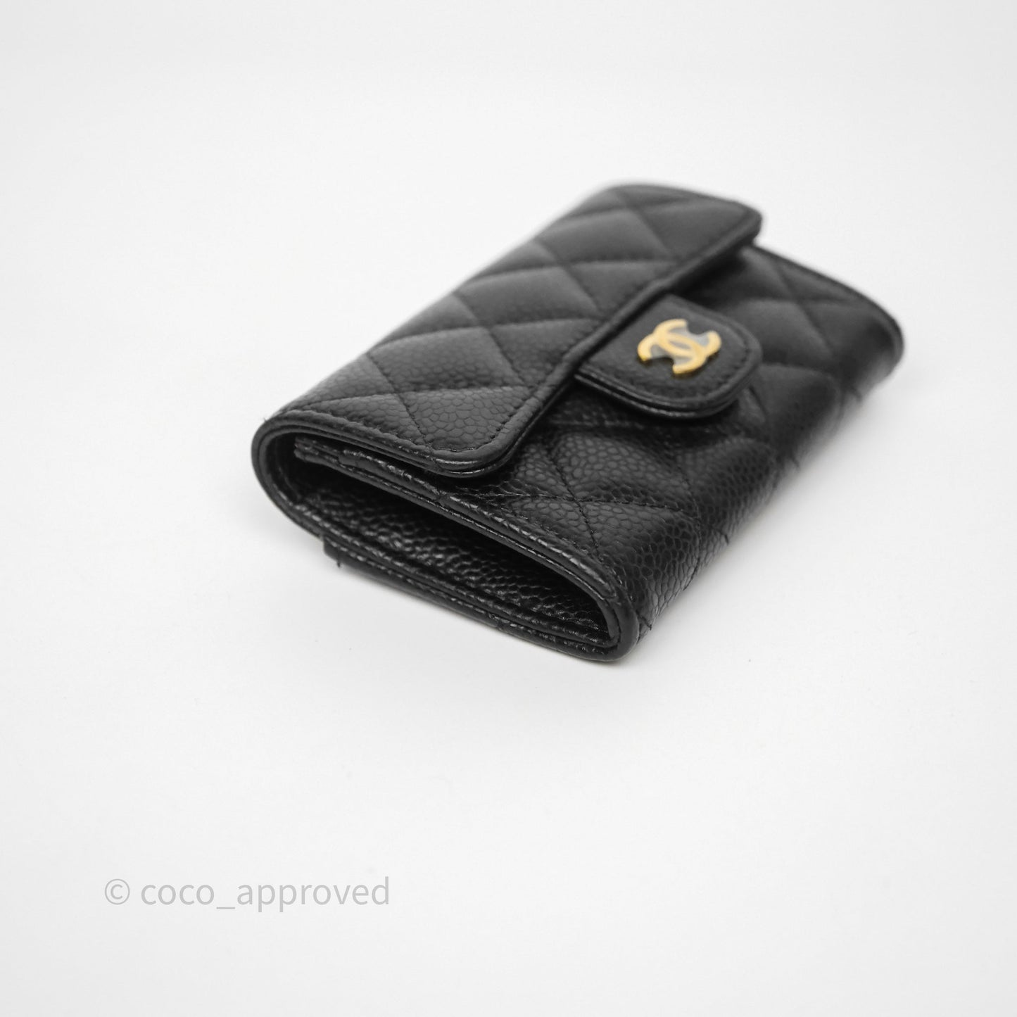 Chanel Quilted Flap Card Holder Black Caviar Gold Hardware