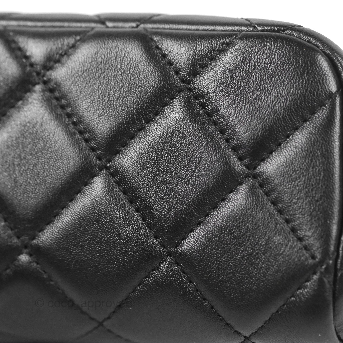 Chanel Logo Crystal Kiss-lock Vanity with Chain Black Lambskin 23C