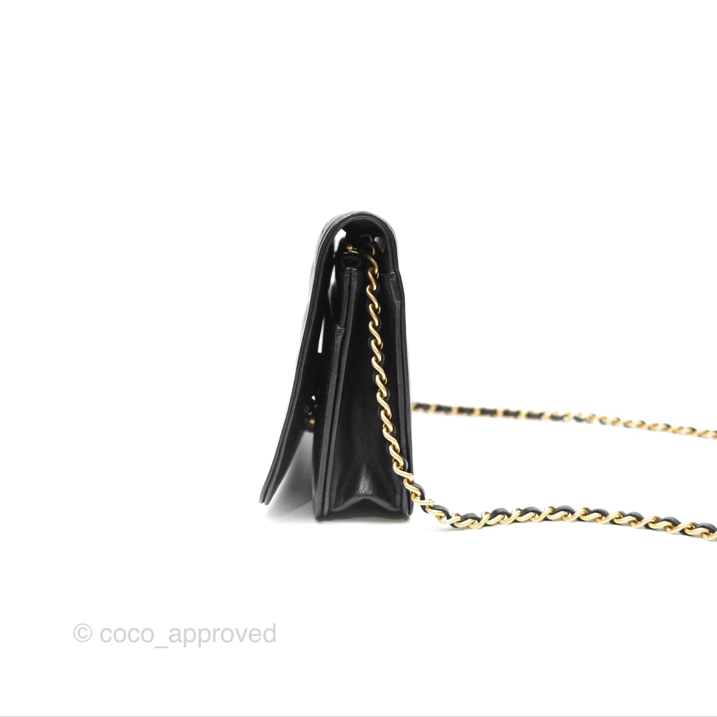 Chanel Quilted Boy Wallet on Chain WOC Black Calfskin Aged Gold Hardware