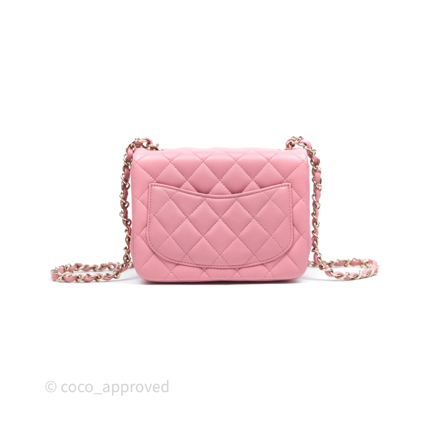 Chanel Mini Square Flap Quilted Pink Lambskin Gold Hardware