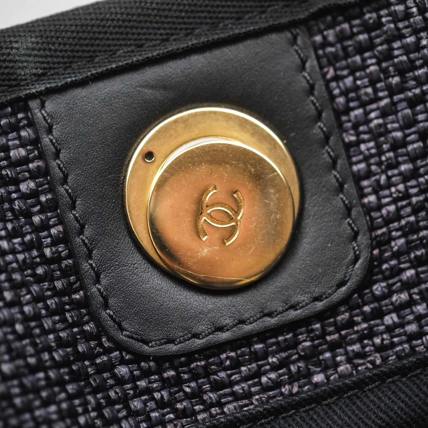 Chanel Medium Deauville Tote Black Canvas Gold Hardware