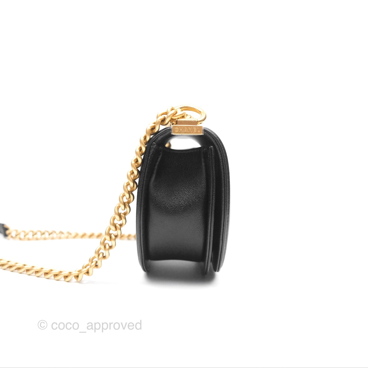 Chanel Boy Messenger Bag Black Caviar Aged Gold Hardware