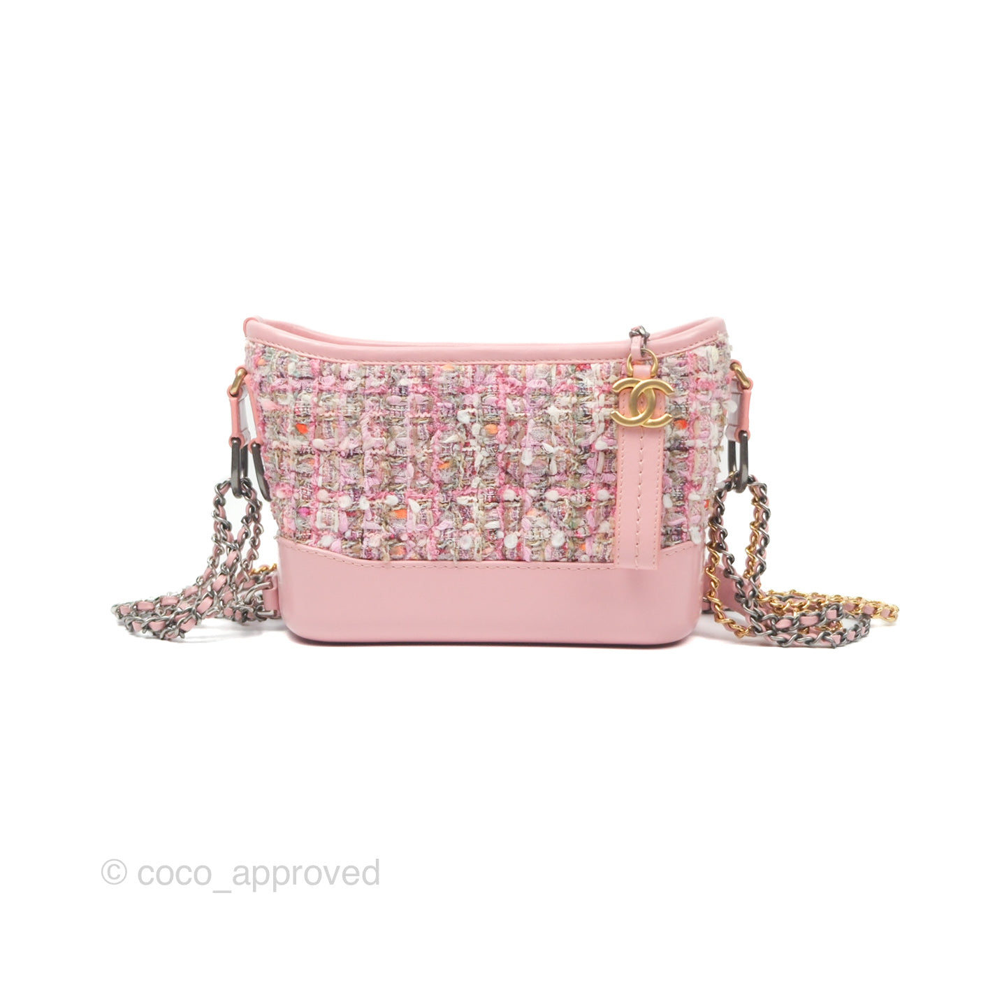 Chanel Small Gabrielle Hobo Quilted Pink Tweed Aged Calfskin