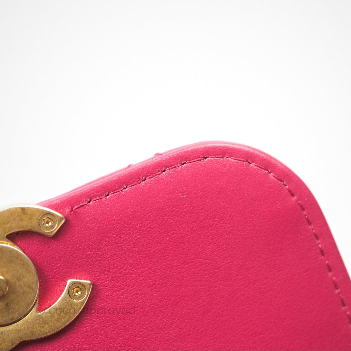 Chanel Quilted Perfect Fit Dark Pink Phone Holder Aged Gold Hardware
