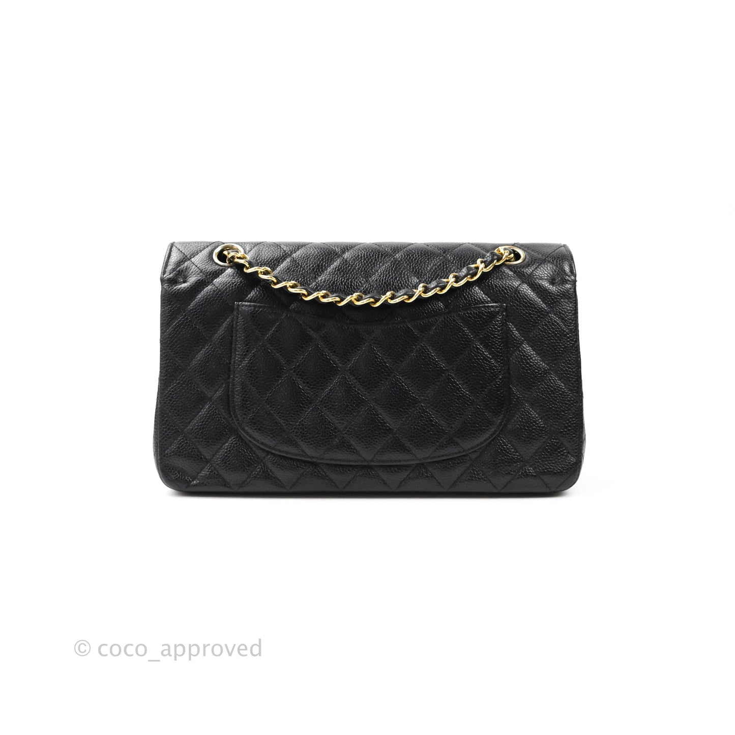 Chanel Quilted M/L Medium Double Flap Black Caviar Gold Hardware