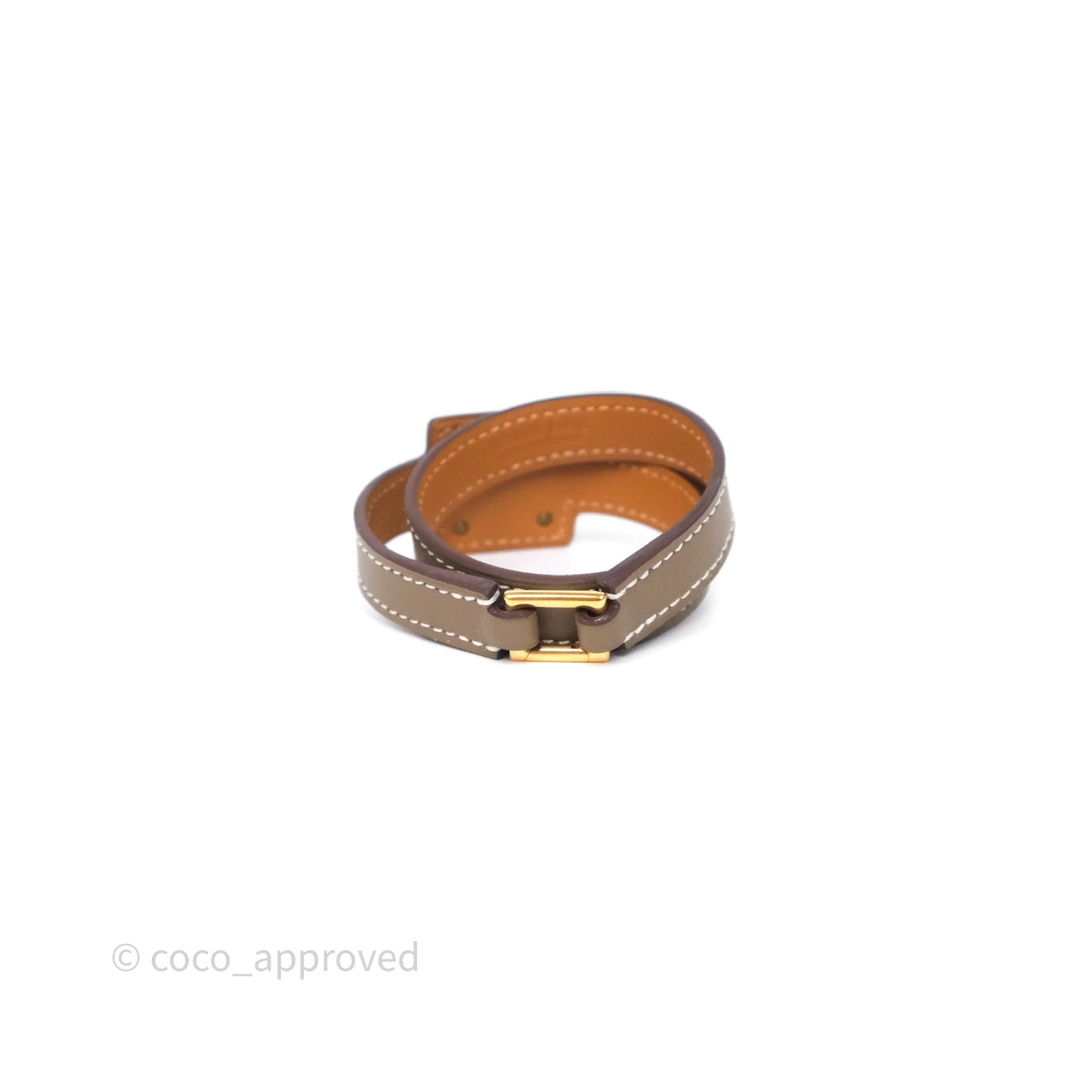 Hermès O'Kelly Double Tour Bracelet Etoupe 18 Swift Rose Gold Hardware