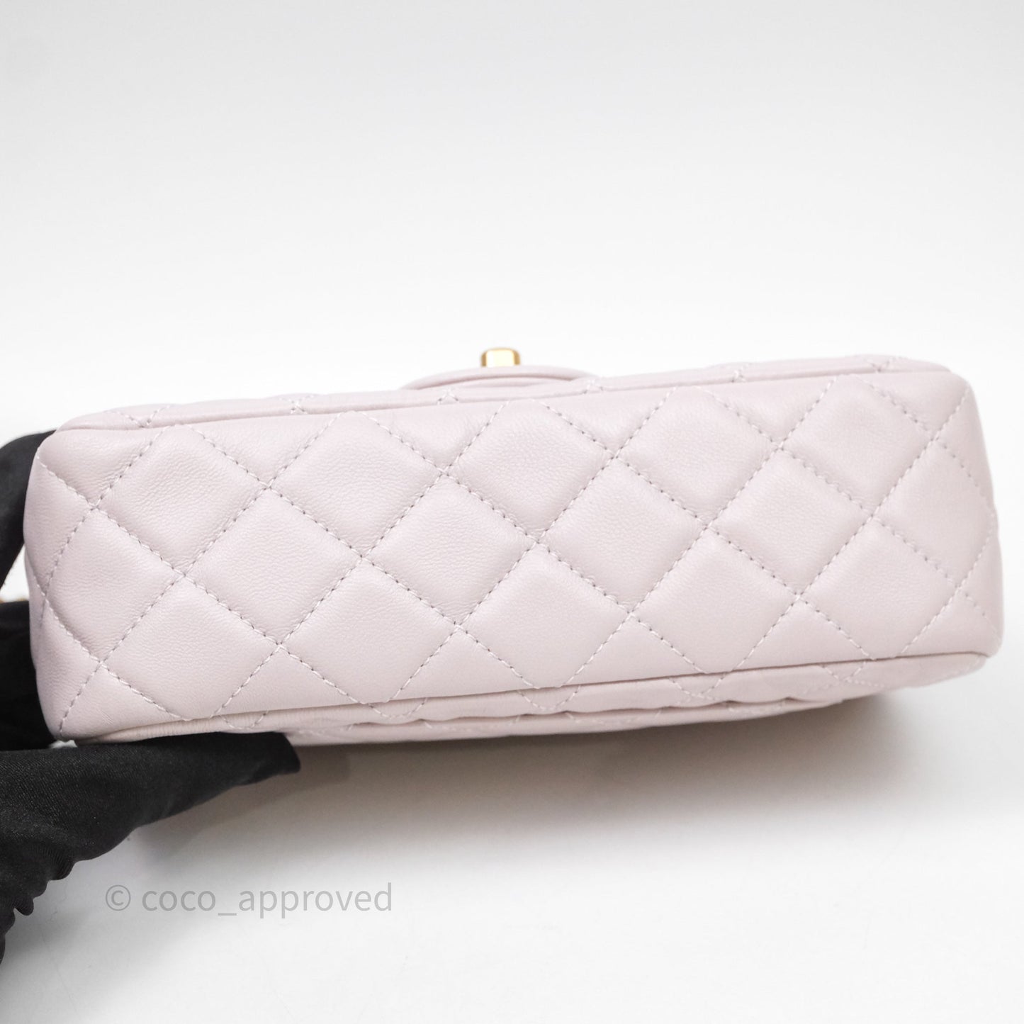 Chanel Mini Rectangular Pearl Crush Lilac Lambskin Aged Gold Hardware