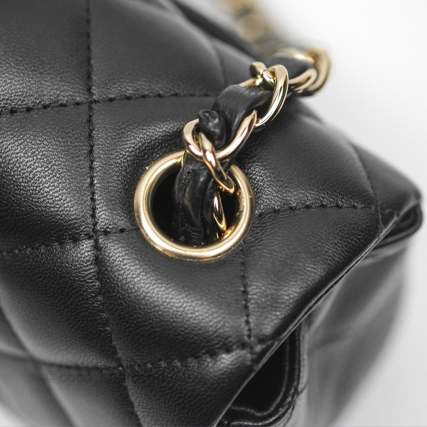Chanel Mini Rectangular Quilted Black Lambskin Gold Hardware