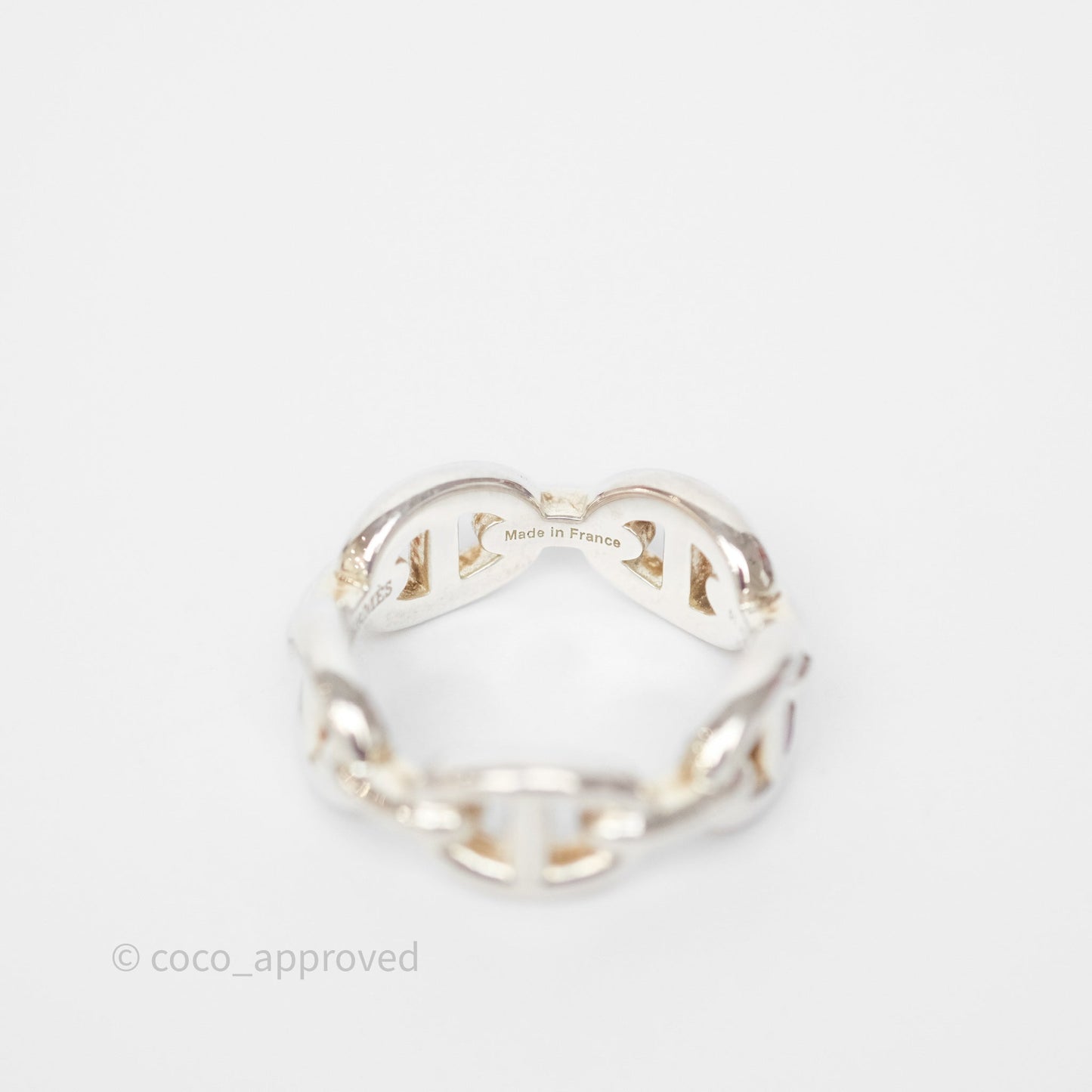 Hermès Chaine d'Ancre Enchainee Ring PM Sterling Silver Size 51