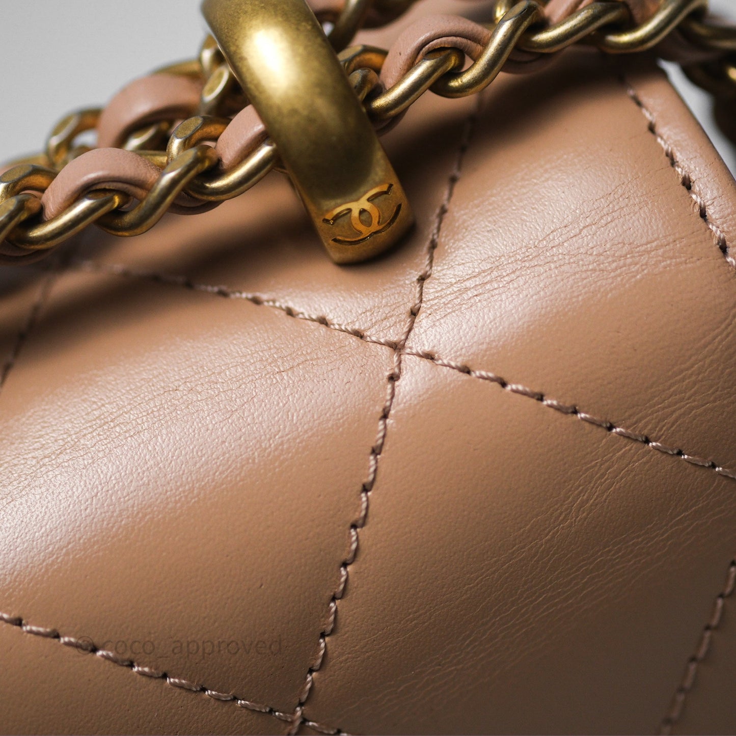 Chanel Quilted Small Perfect Fit Adjustable Beige Calfskin Gold Hardware 21A
