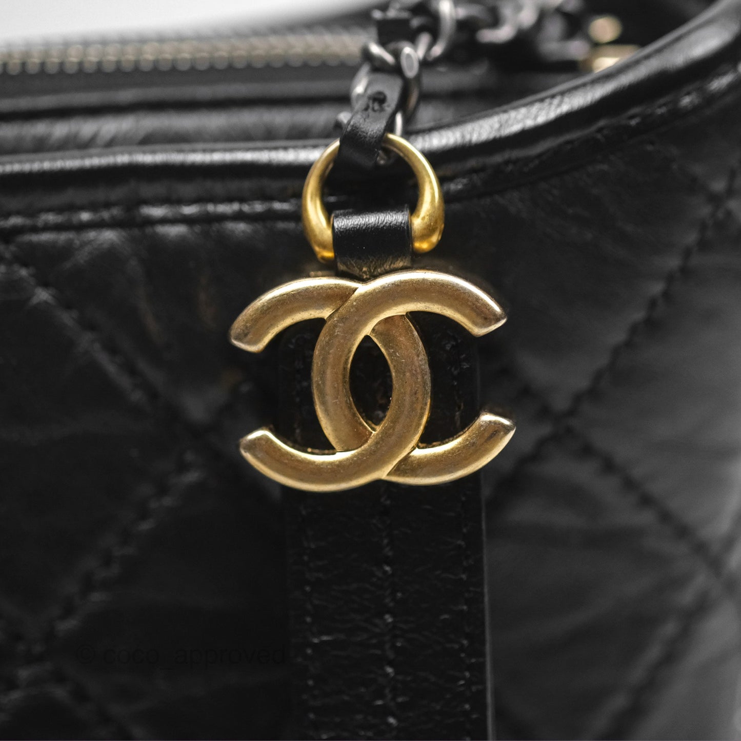 Chanel New Medium Gabrielle Hobo Quilted Black Aged Calfskin