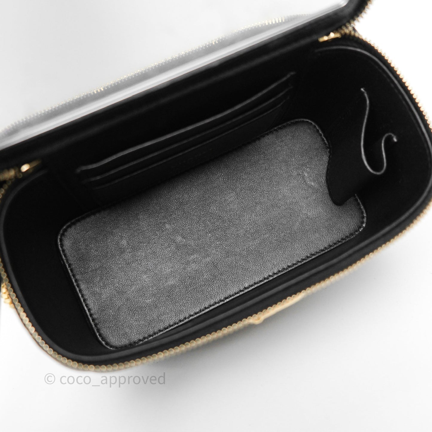 Chanel Vanity with Heart Adjustable Chain Black Caviar Aged Gold Hardware