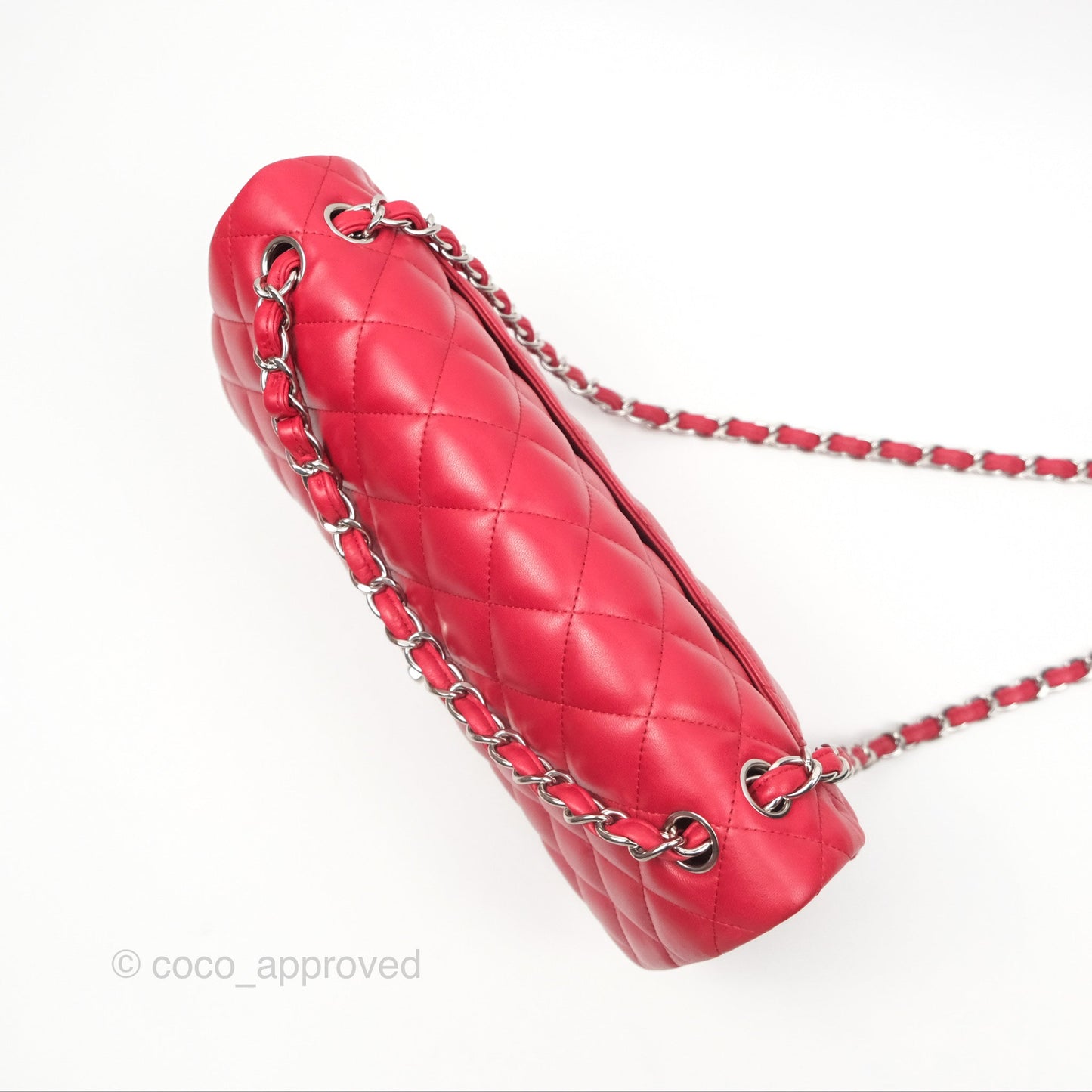 Chanel Jumbo Double Flap Red Lambskin Silver Hardware
